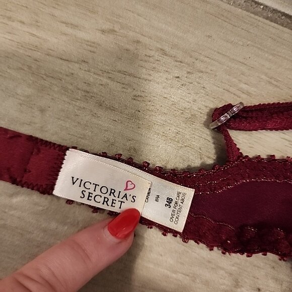 Vintage Victoria's Secret Bra 34B Maroon Underwire Lined - Picture 3 of 4